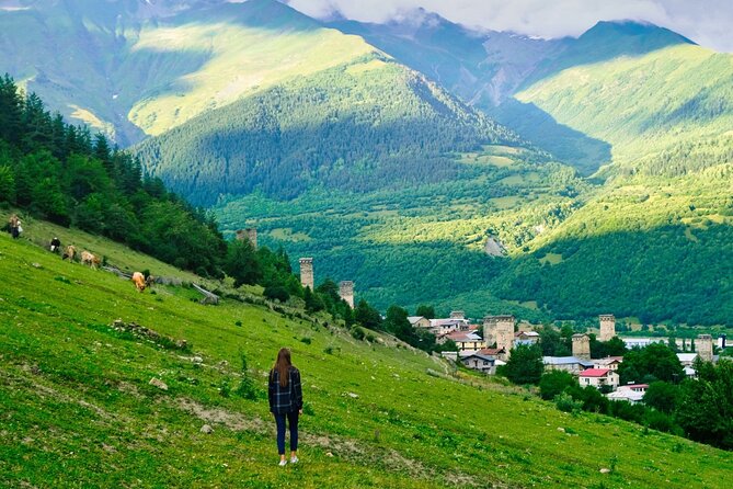 Causacus mountains at Majestic SVANETI and MESTIA from Kutaisi - Enguri River Dam: the 271.5-metre concrete arch moment