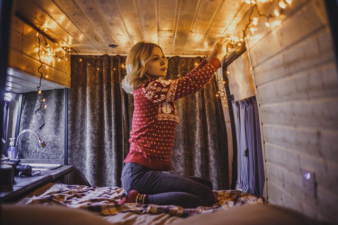 Ford Transit AWD Camper van rental in Georgia - Sleep, Heat, Water, and Cooking: Living Setup Inside the Van