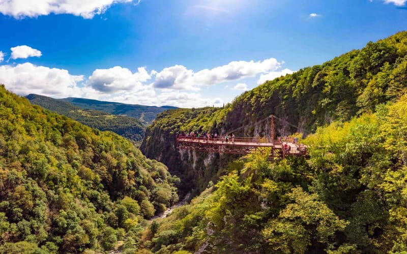 From Tbilisi: Martvili Canyon and Okatse Canyon Private Tour - Martvili Canyon boat ride to the 12 m waterfalls