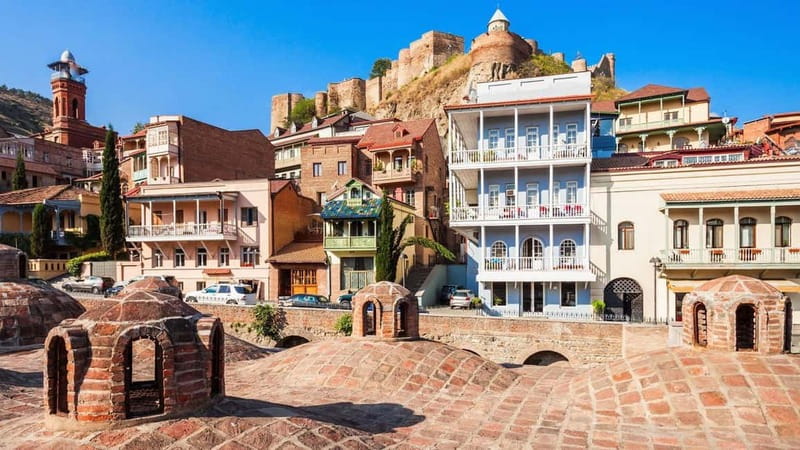 Historical walking tour of Tbilisi - A fast waterfall photo stop at Leghvtakhevi